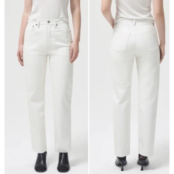 Agolde Pants - AGOLDE Recycled Leather Lyle Low Rise Straight Leg Pants in White Lace Sz 25 NWT